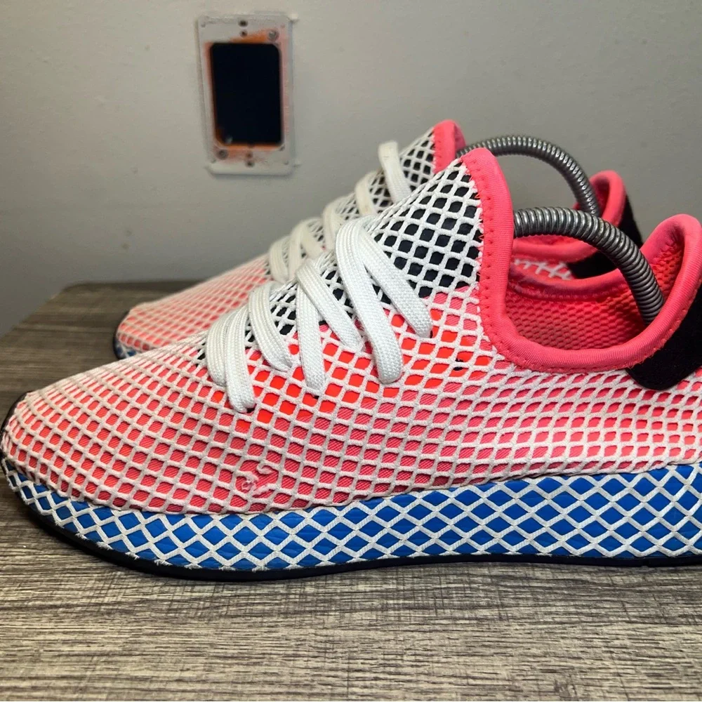 adidas Men's Coral Pink Mesh Sneakers with Blue Midsole